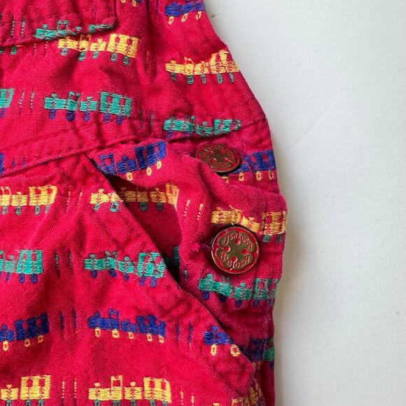 Vintage Oshkosh Red Train Print Overalls - 18 Months - Picture 4 of 10